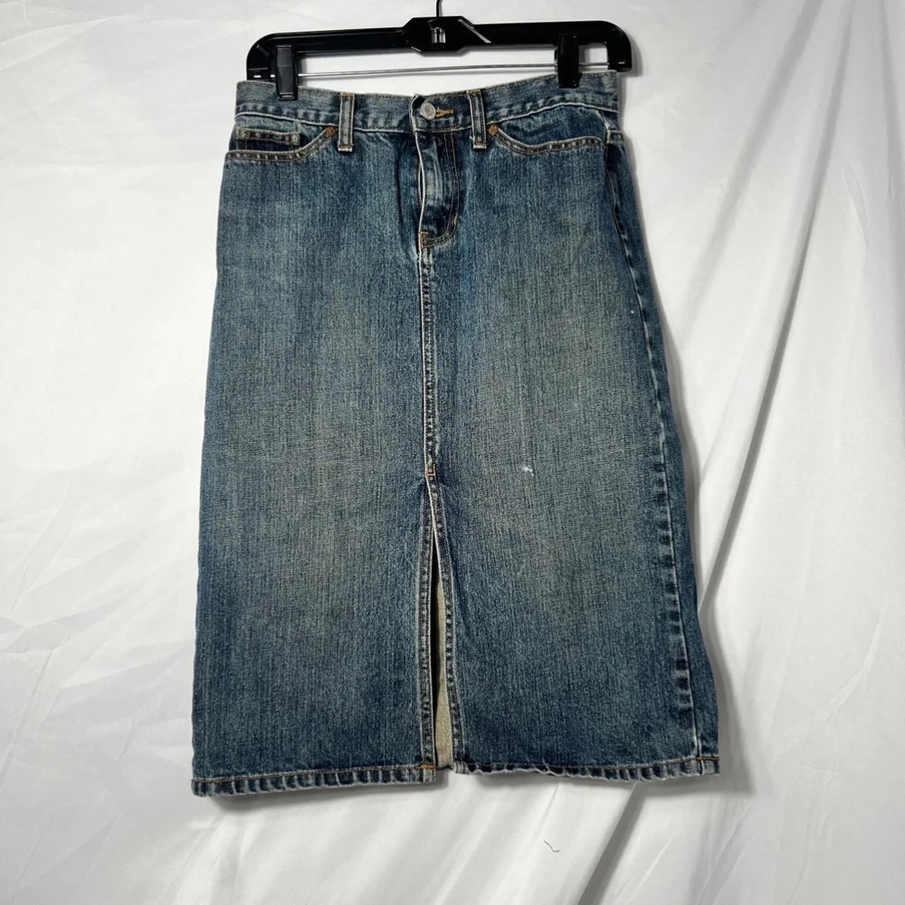 Vintage Y2K Gap Denim Midi Skirt Size 2 Blue